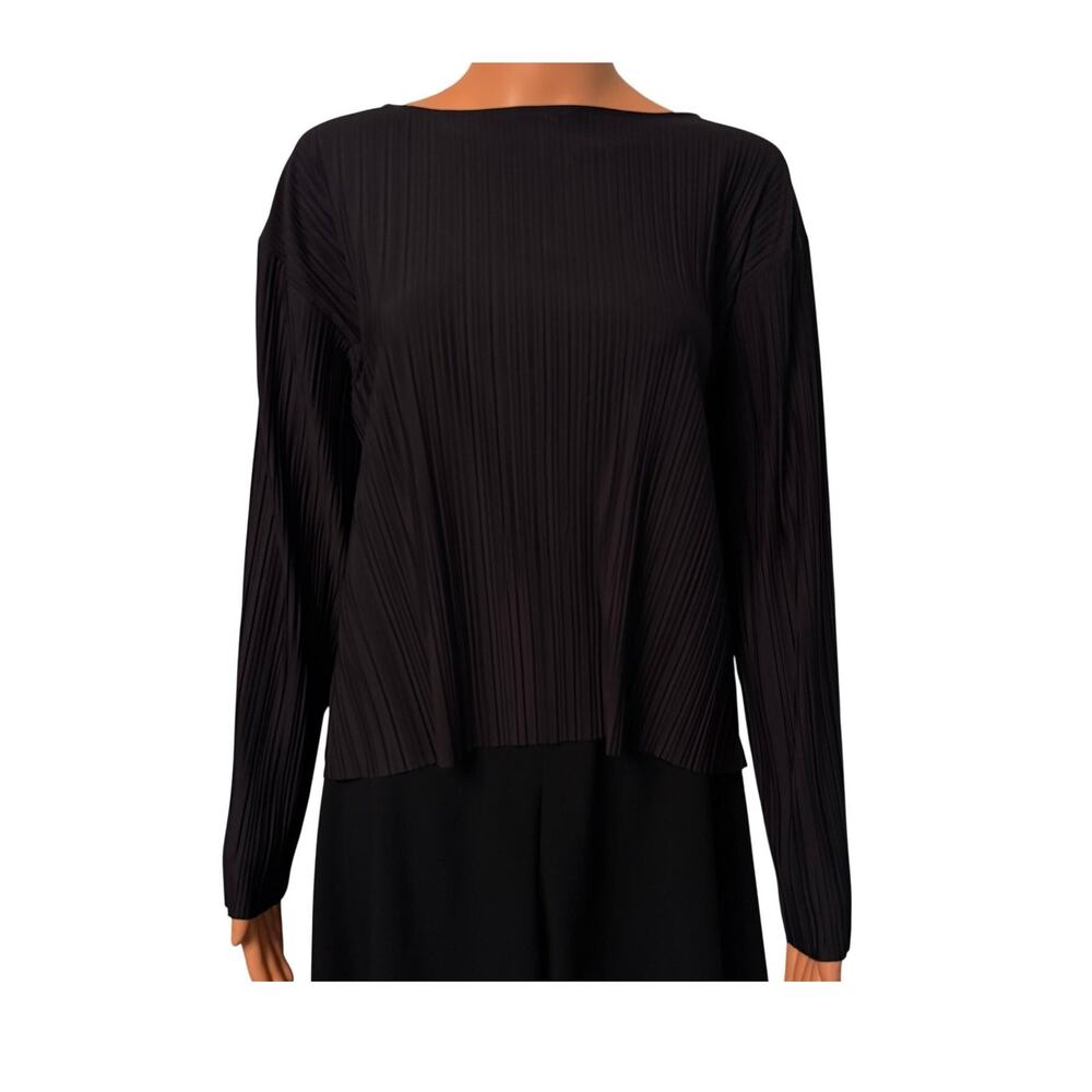 The Row All over Plissé Pleated Boxy Top Black size S Archival Long Sleeve Shirt